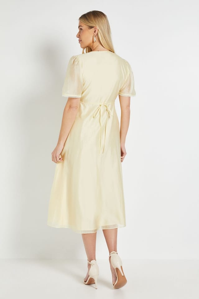 Wallis Wallis Women's Petite Tencel Twist Midi Dress in Yellow - 3