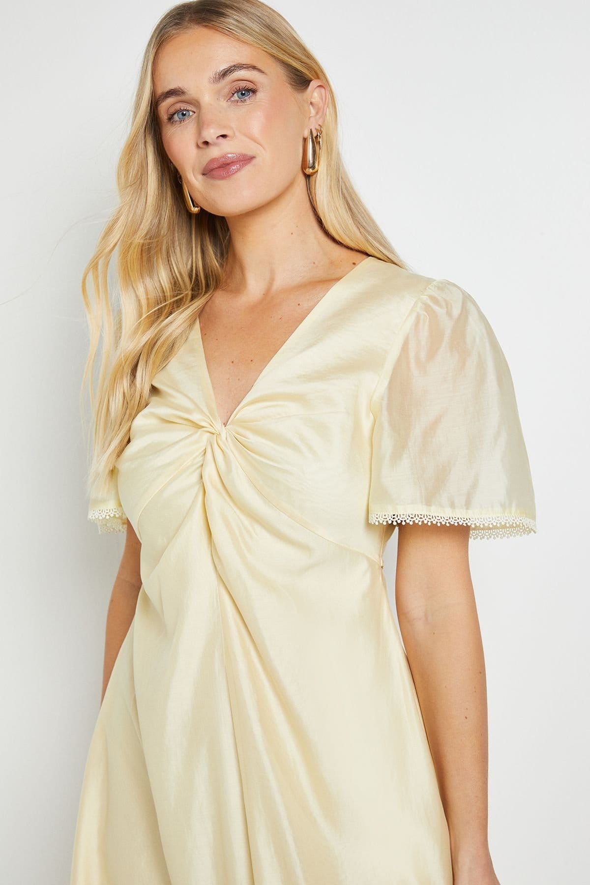 Wallis Wallis Women's Petite Tencel Twist Midi Dress in Yellow - 4