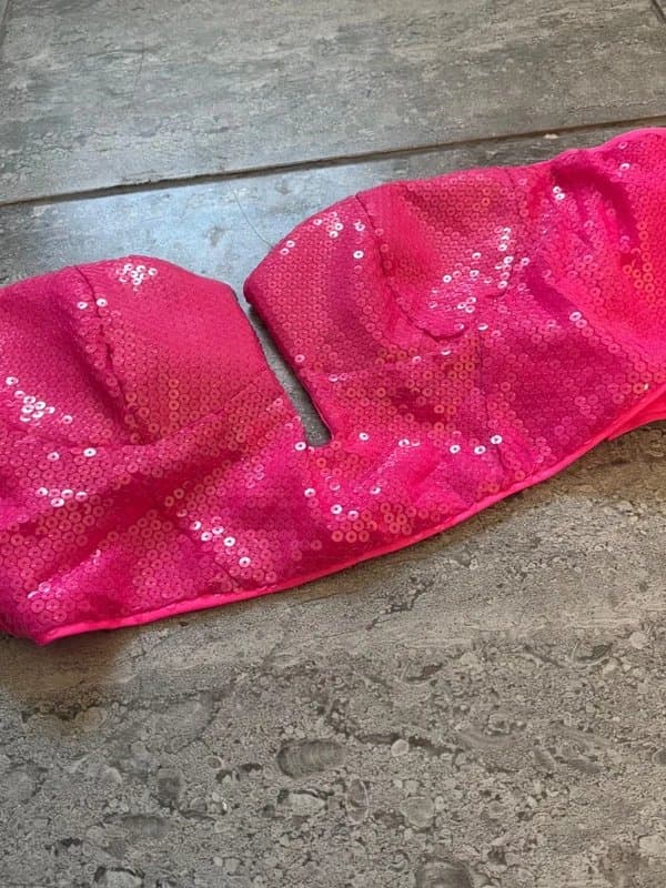 ASOS ASOS luxe bright pink sequin bandeau buster festival Ibiza party top size 8 NEW