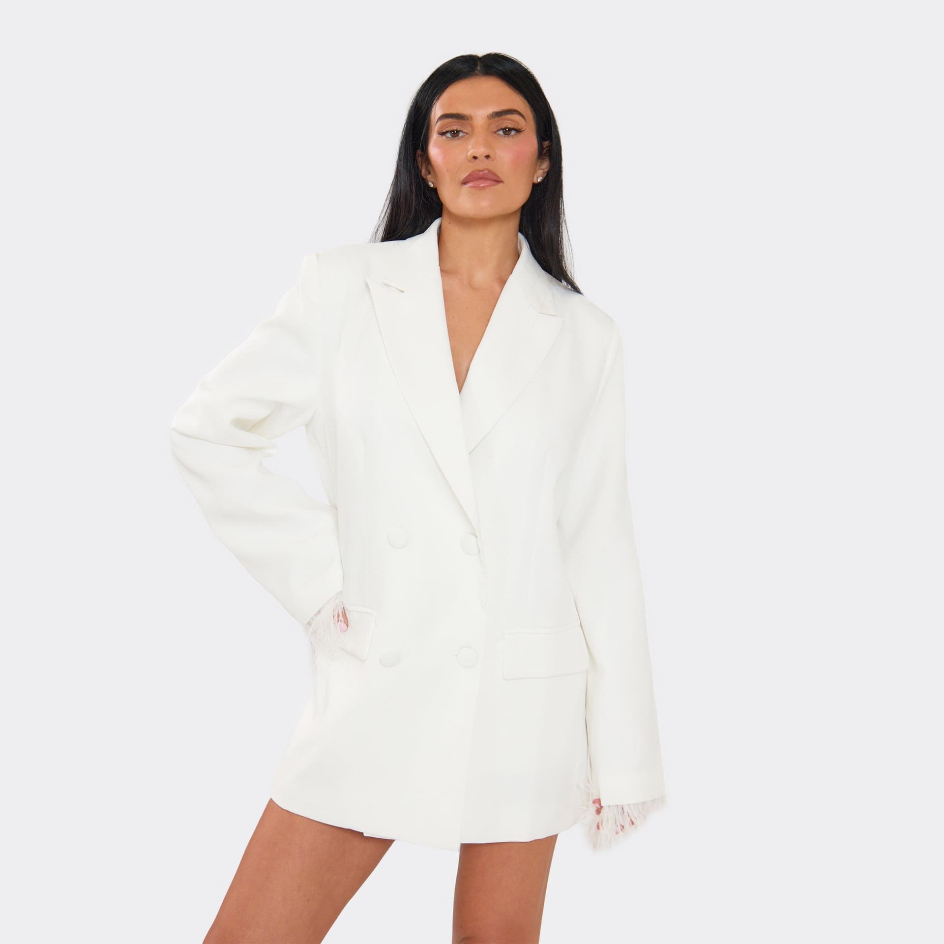 EGO EGO Ivory Oversized Pocket Detail Blazer