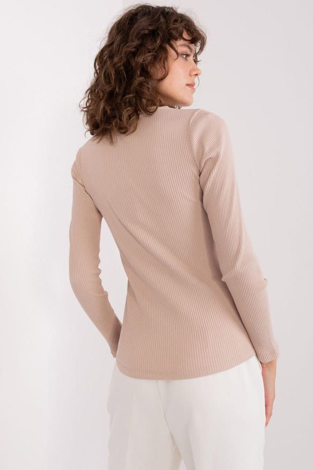Love Lace Love Lace Women's Cotton Heart Neck Plain Fitted Blouse in Beige - 3