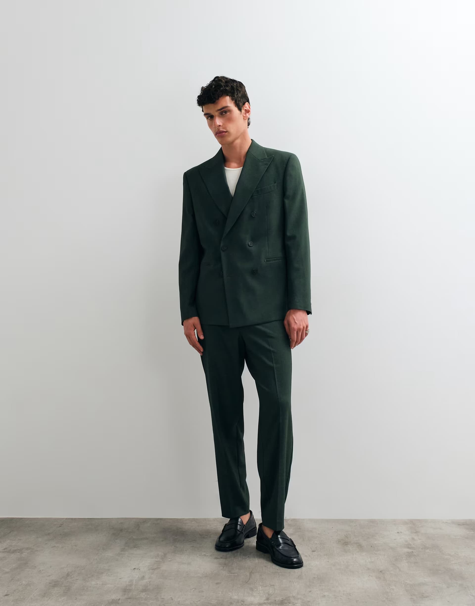 ASOS ASOS DESIGN regular double breasted suit blazer in dark green