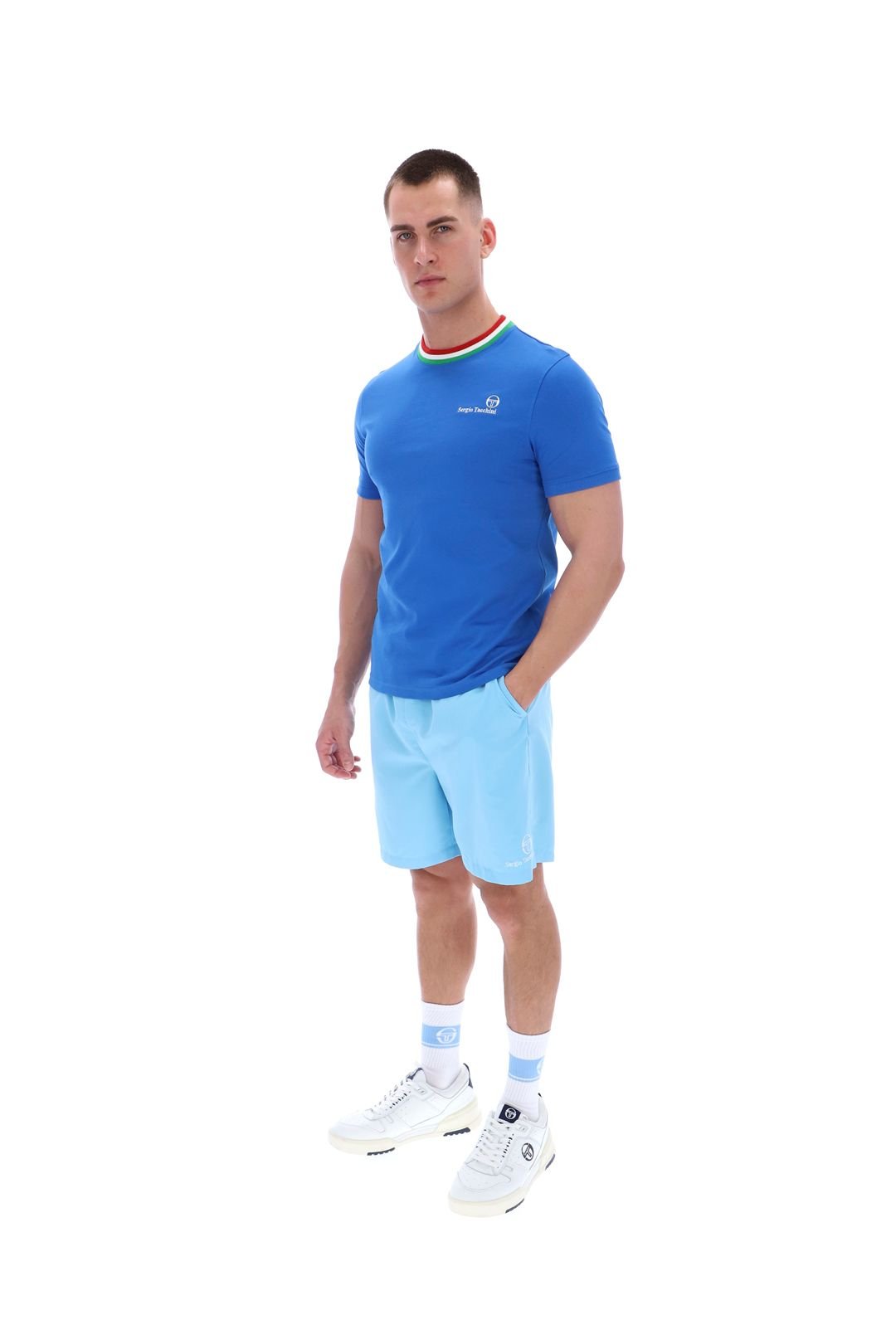 Sergio Tacchini Sergio Tacchini Men's Rainer FC T-Shirt Blue/Green in Blue - 4