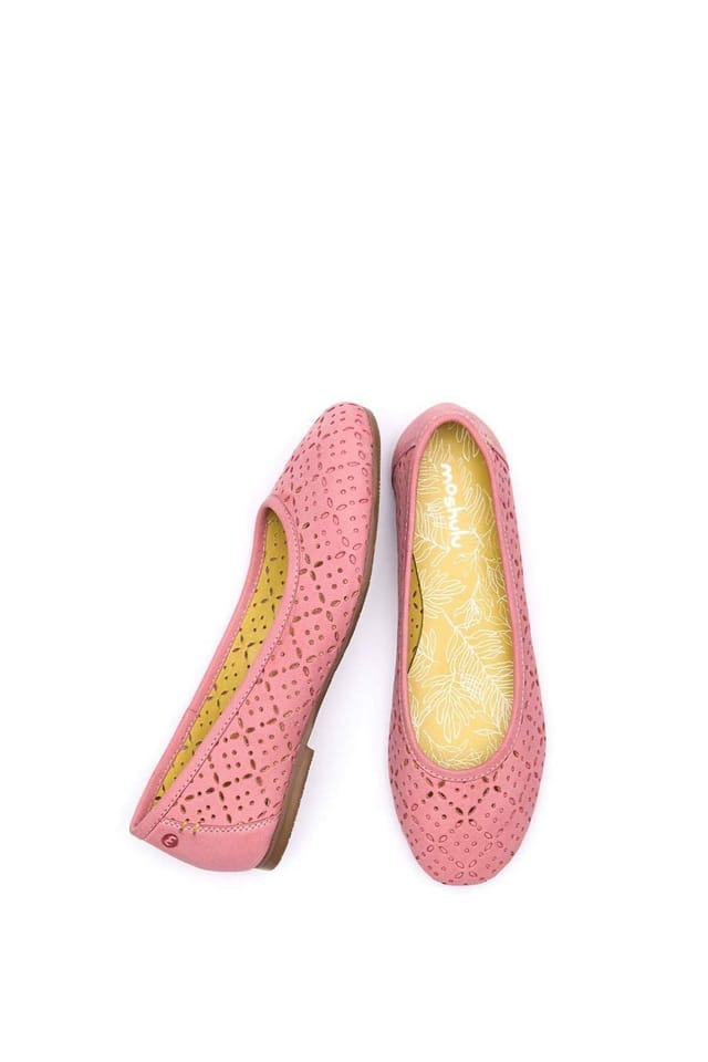 Moshulu Moshulu Women's 'Senara' Punched Pattern Ballerina Pumps in Raspberry - 2