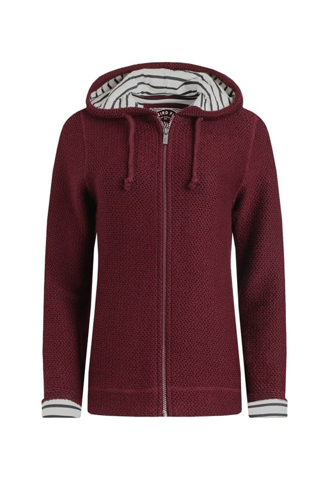 Weird Fish Weird Fish Women's Chicoa Full Zip Macaroni Hoodie in Maroon - 2