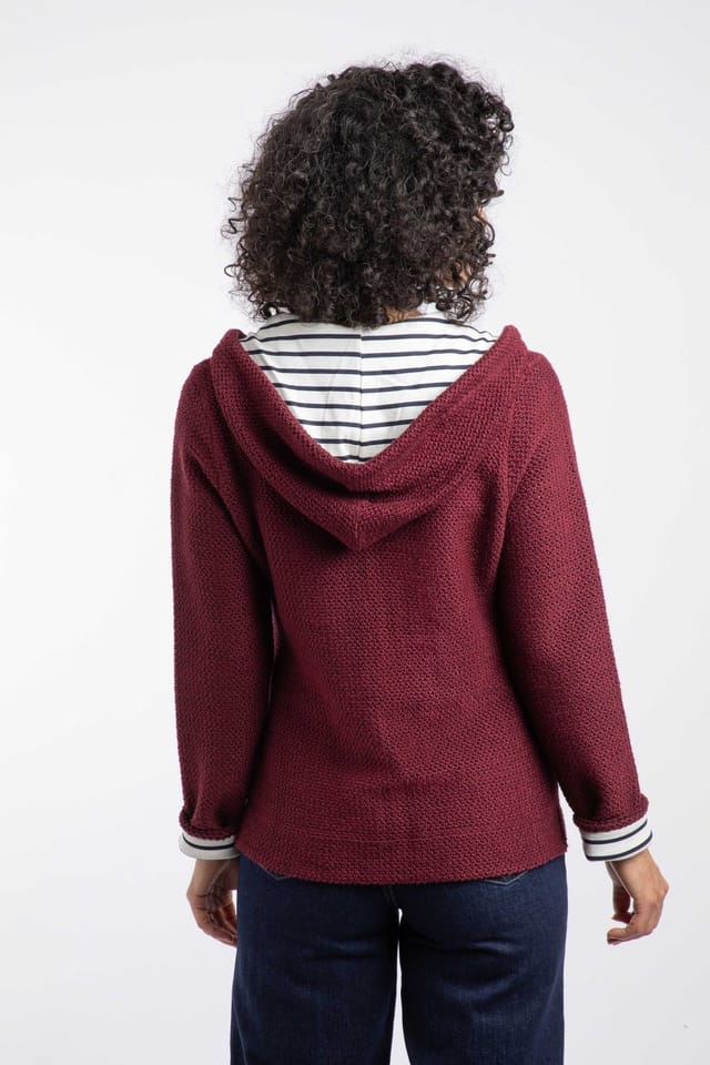 Weird Fish Weird Fish Women's Chicoa Full Zip Macaroni Hoodie in Maroon - 3