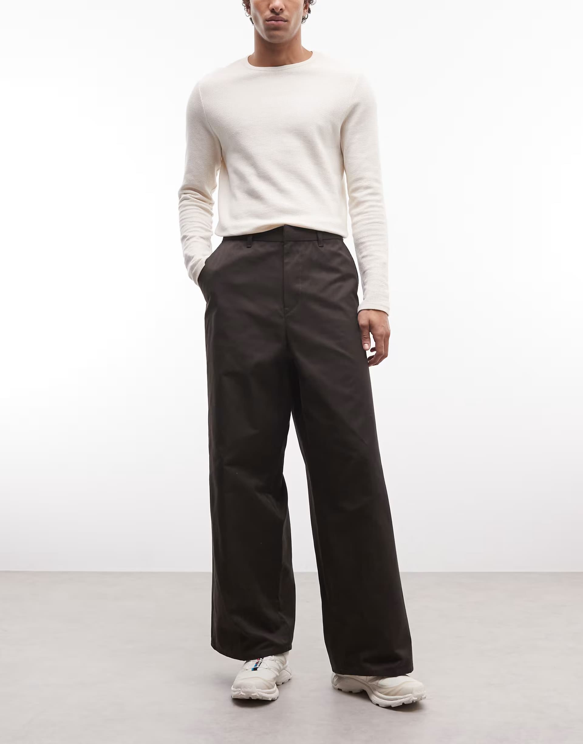 ASOS Weekday loose fit chino trousers in dark grey