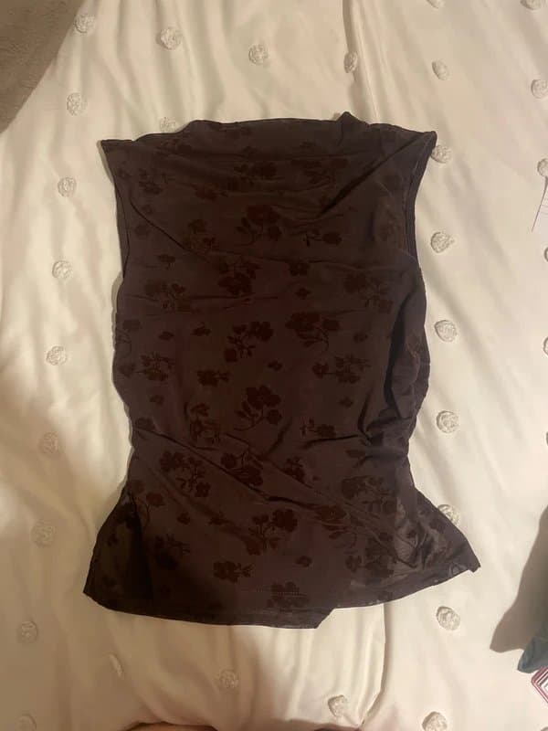 ASOS Design Sheer Lace brown top