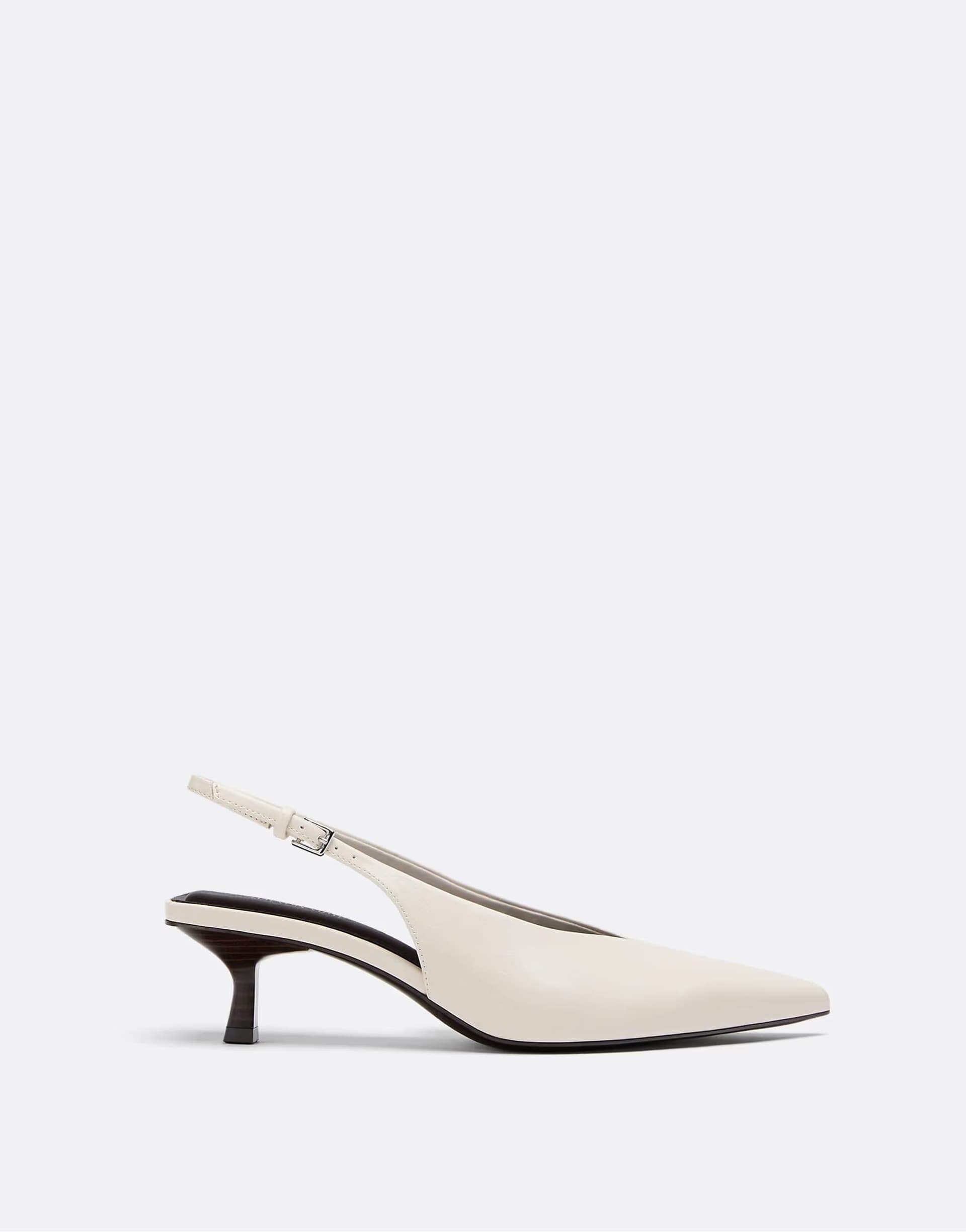ASOS Stradivarius V-neck heeled shoes in ecru