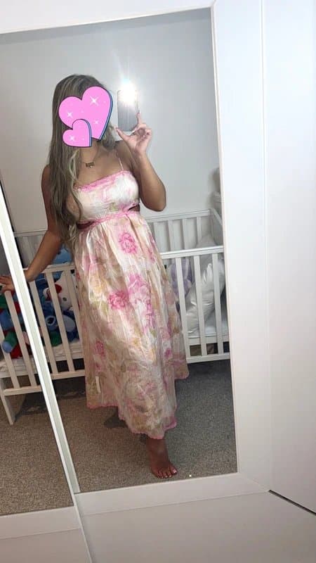 New Look Pink floral print cut out maxi dress
