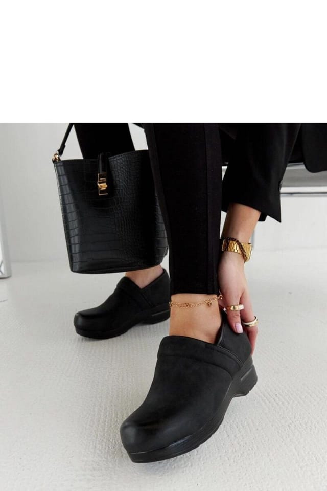 Love Lace Love Lace Women's Slip On Platform Low Half Shoes with Round Toe for Autumn Winter in Black - 2