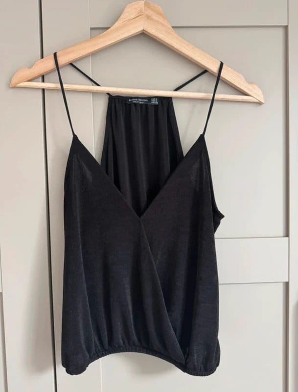 Bershka Black Satin Halter Neck Cami Vest