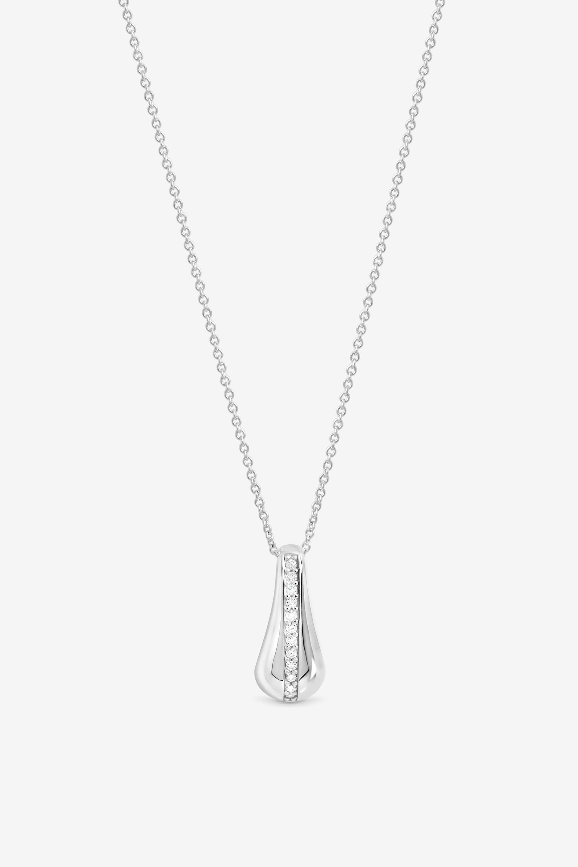 Simply Silver Simply Silver Women's Sterling Silver Plated Pave Nugget Pendant - Gift Pouch