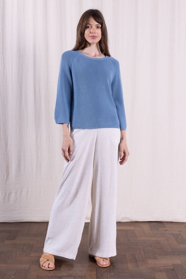 Nomads Clothing Nomads Clothing Women's Cotton Wide Neck Jumper in Light Blue - 2