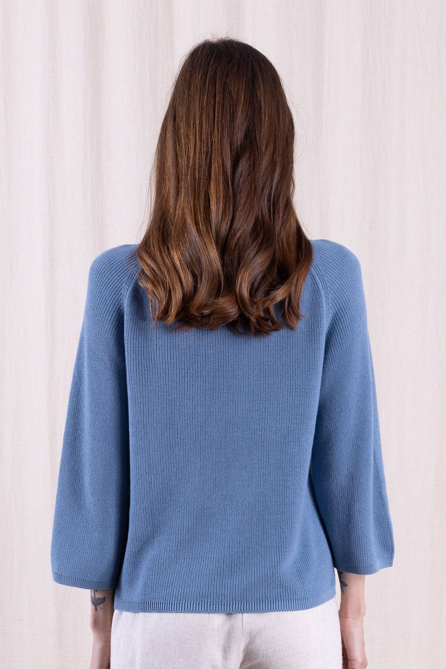 Nomads Clothing Nomads Clothing Women's Cotton Wide Neck Jumper in Light Blue - 4