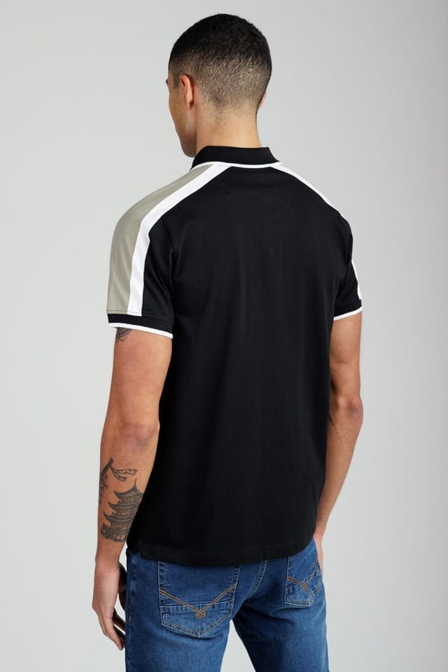 Firetrap Firetrap Men's Regular Fit Cotton Jersey Button Polo in Black - 2