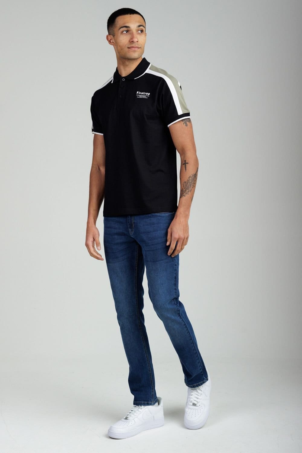 Firetrap Firetrap Men's Regular Fit Cotton Jersey Button Polo in Black - 4