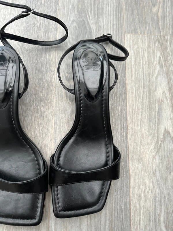ASOS Women’s Black Strappy Kitten Heel Sandals
