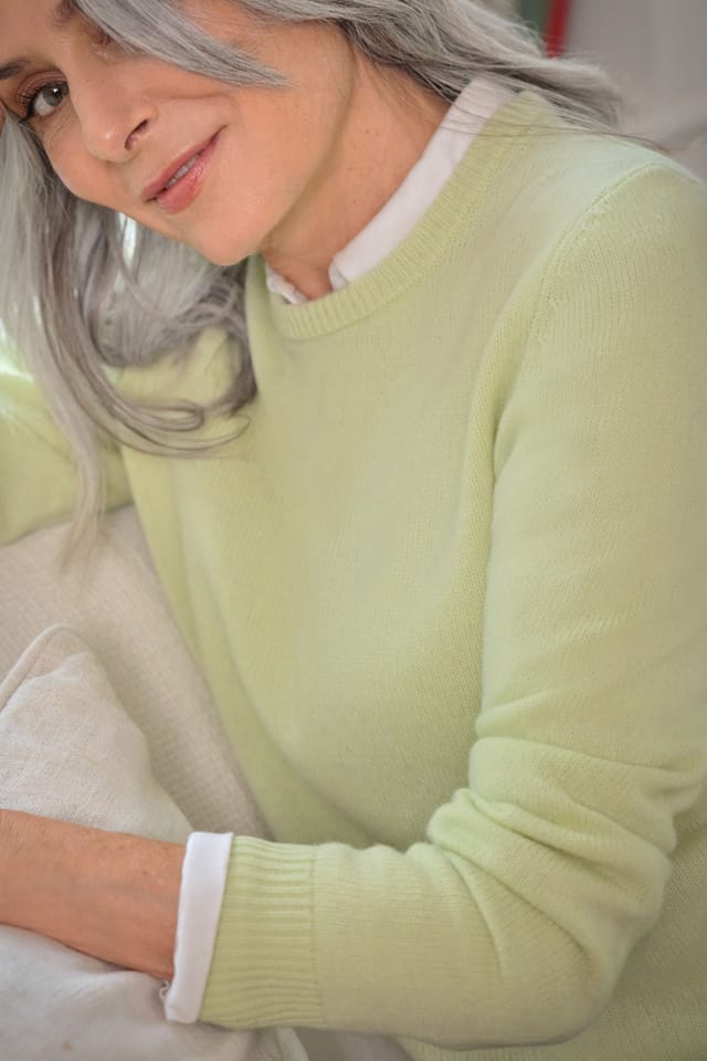WoolOvers WoolOvers Women's Womens Lambswool Crew in Lime - 3