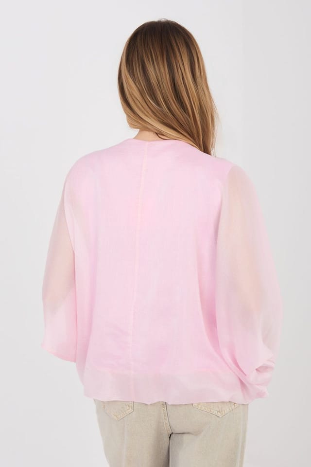 Love Lace Love Lace Women's Elegant Tencel Polyester Blouse with Lining Style 225531 in Pink - 3