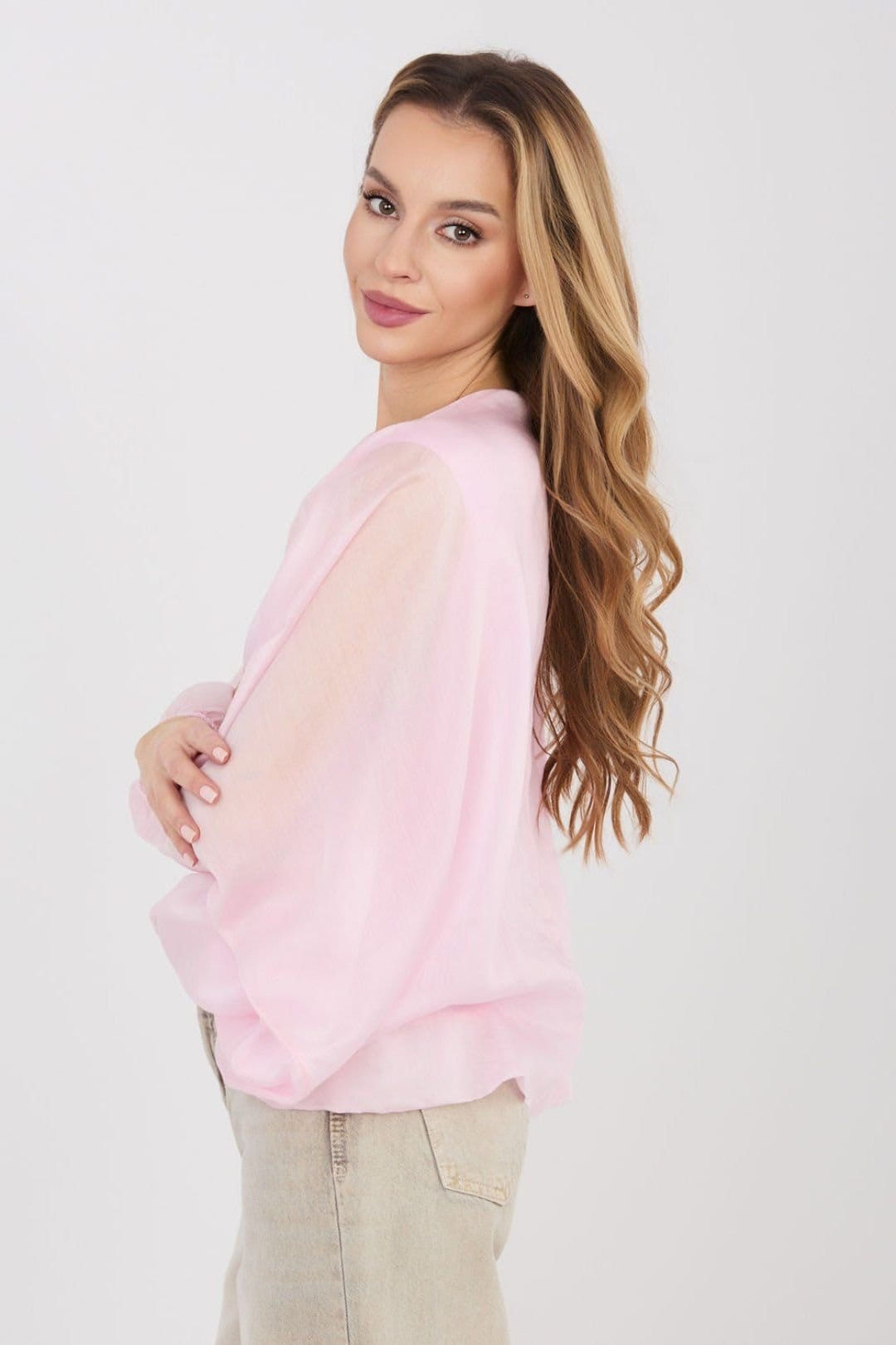 Love Lace Love Lace Women's Elegant Tencel Polyester Blouse with Lining Style 225531 in Pink - 4