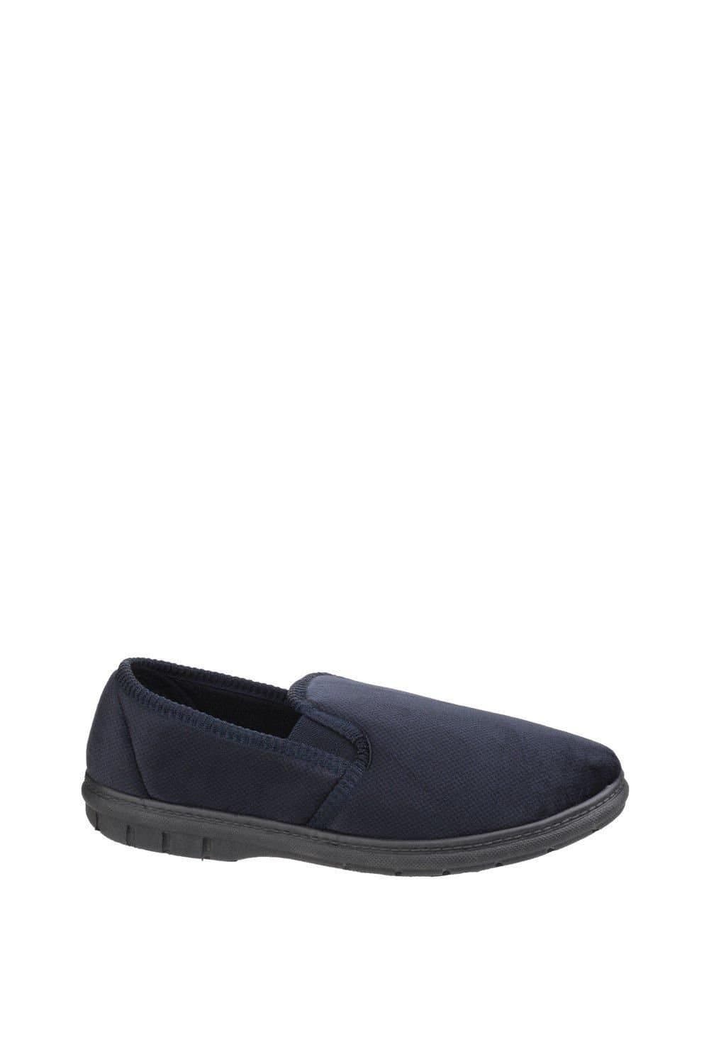 Fleet & Foster Fleet & Foster Navy Velour Slippers with Memory Foam