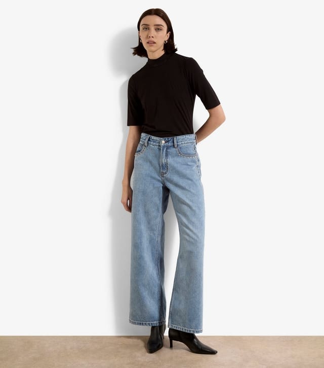 Apricot Women's Light Blue Studded Wide Leg Jeans Apricot New Look - 2