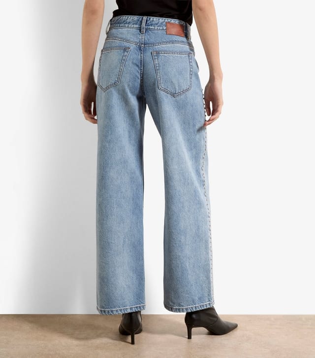 Apricot Women's Light Blue Studded Wide Leg Jeans Apricot New Look - 3