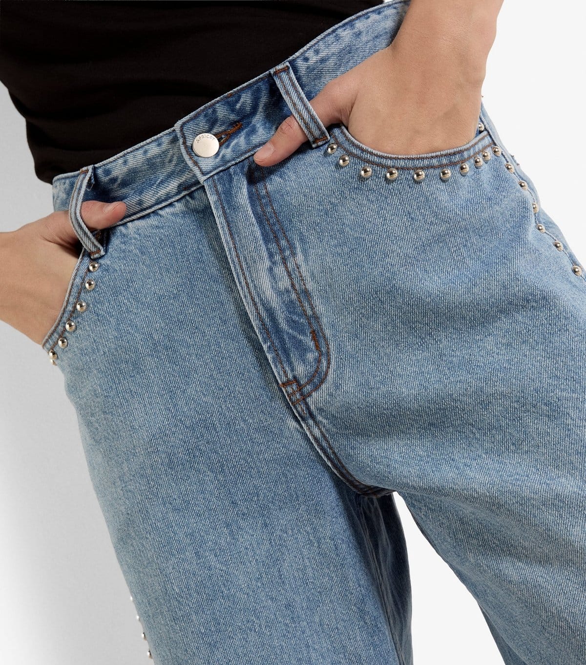 Apricot Women's Light Blue Studded Wide Leg Jeans Apricot New Look - 4