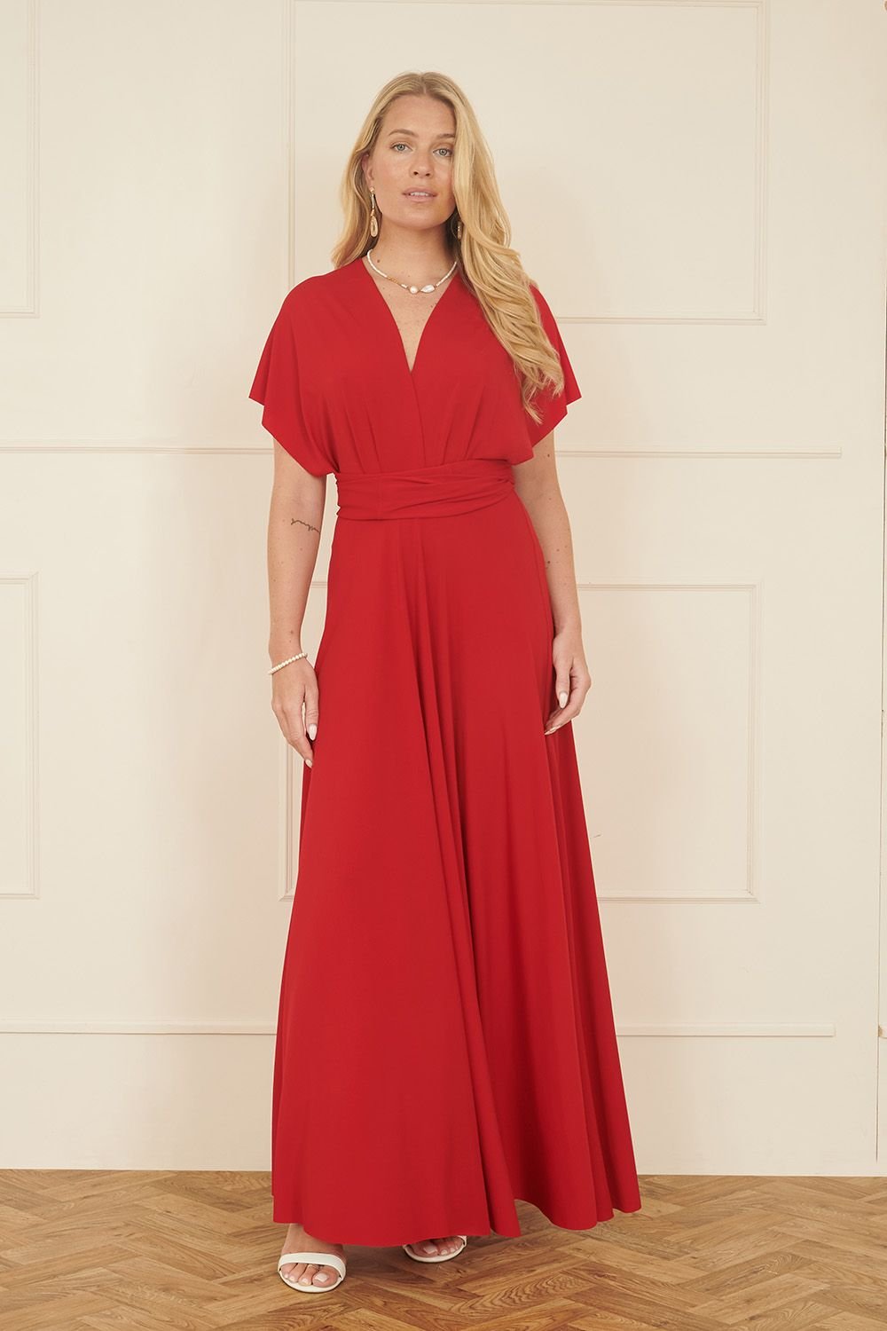 Yumi Yumi Women's Red Jersey Stretch Multiway Midi Dress - 2