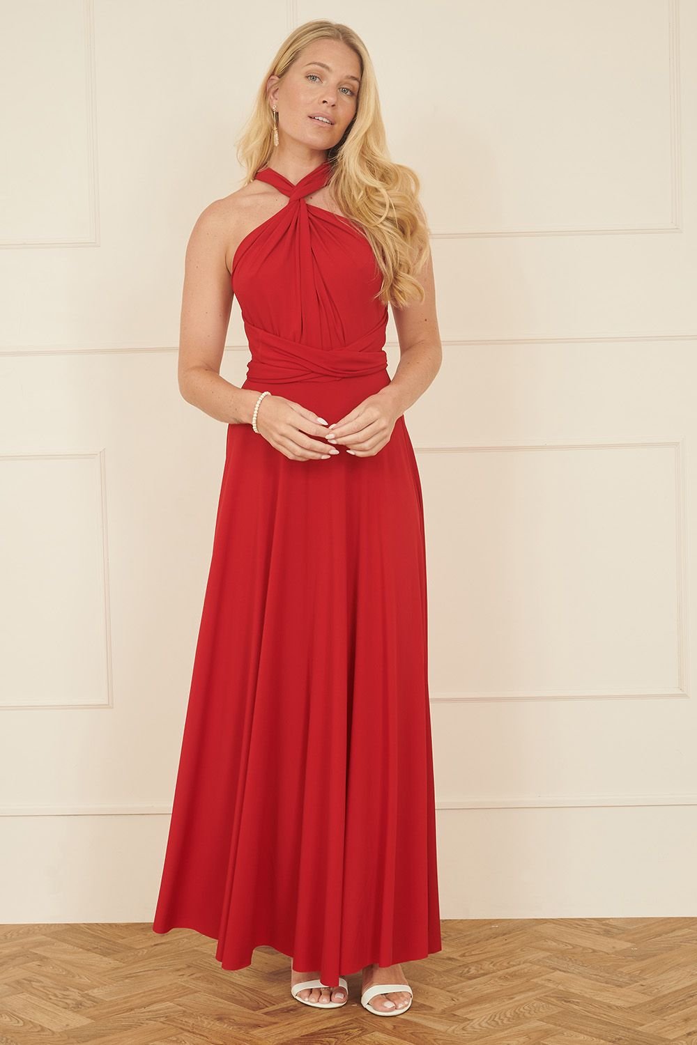 Yumi Yumi Women's Red Jersey Stretch Multiway Midi Dress - 4