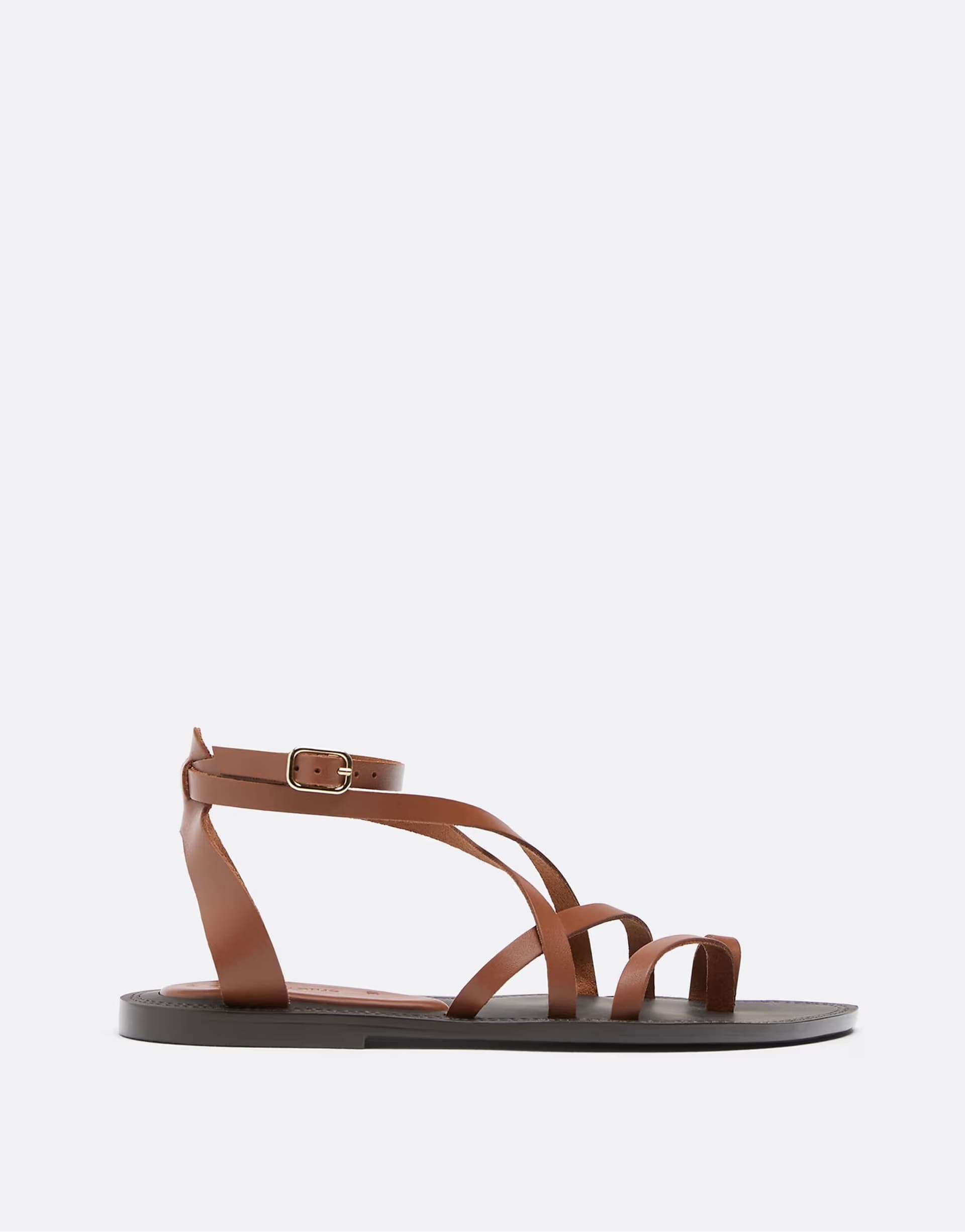 ASOS Stradivarius Flat leather tie-up sandals in brown