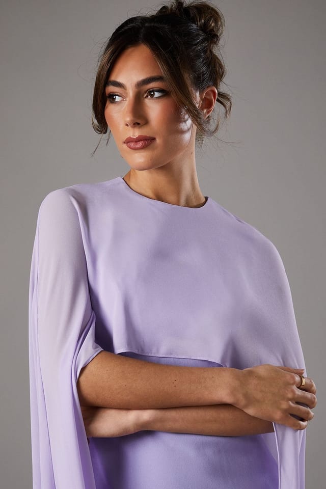 Coast Coast Women's Cape Sleeve Maxi Dress in Lilac - 3