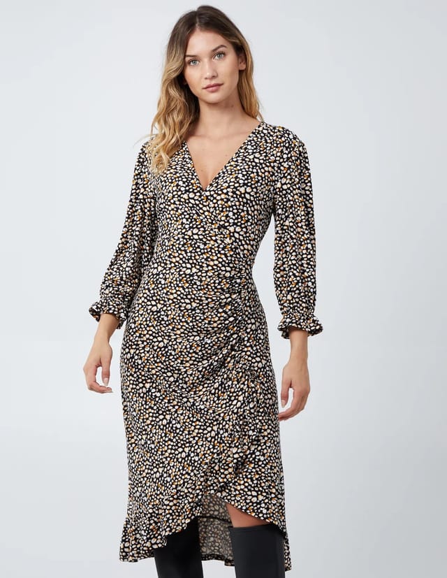 Blue Vanilla Wrap Front Ruched Detail Midi Dress - 2