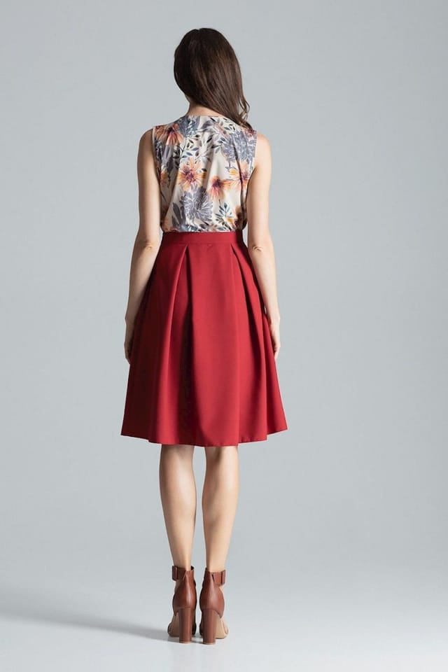 Love Lace Love Lace Women's Asymmetrical Slit Midi Skirt Side Zip Burgundy - 3