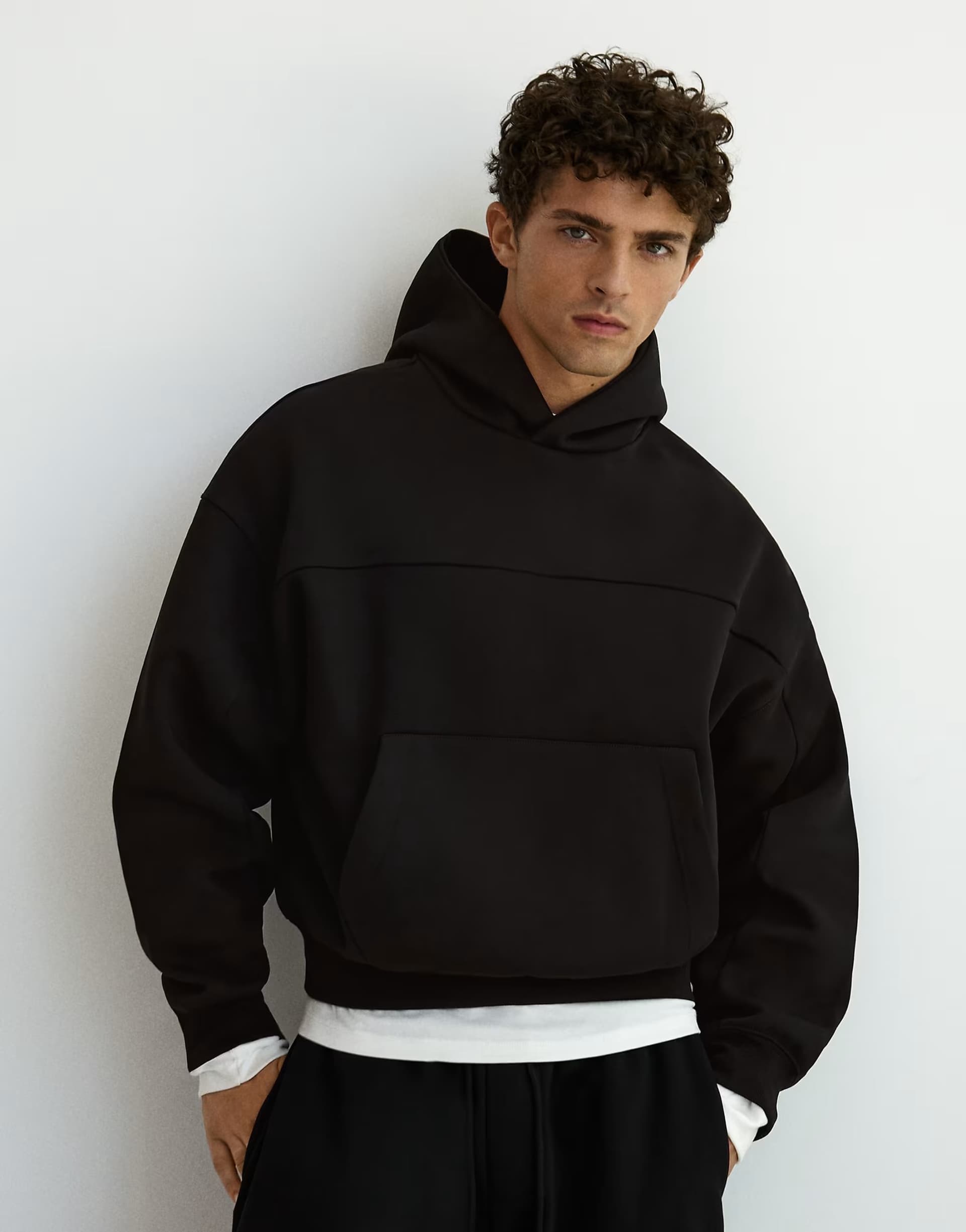 ASOS Bershka Boxyhoodie in black