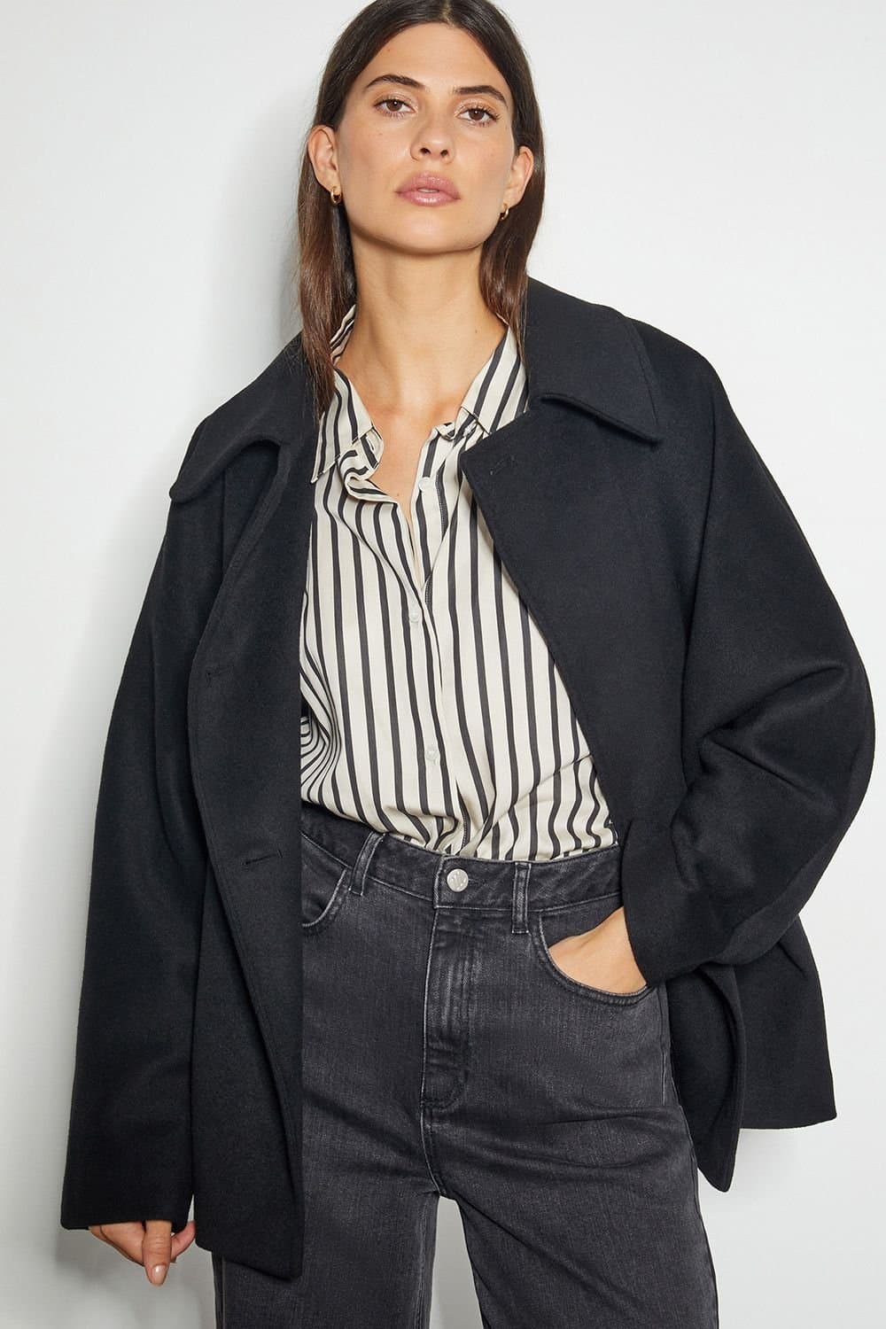 Monsoon Monsoon Women's Didi Dolman Sleeve Coat Black