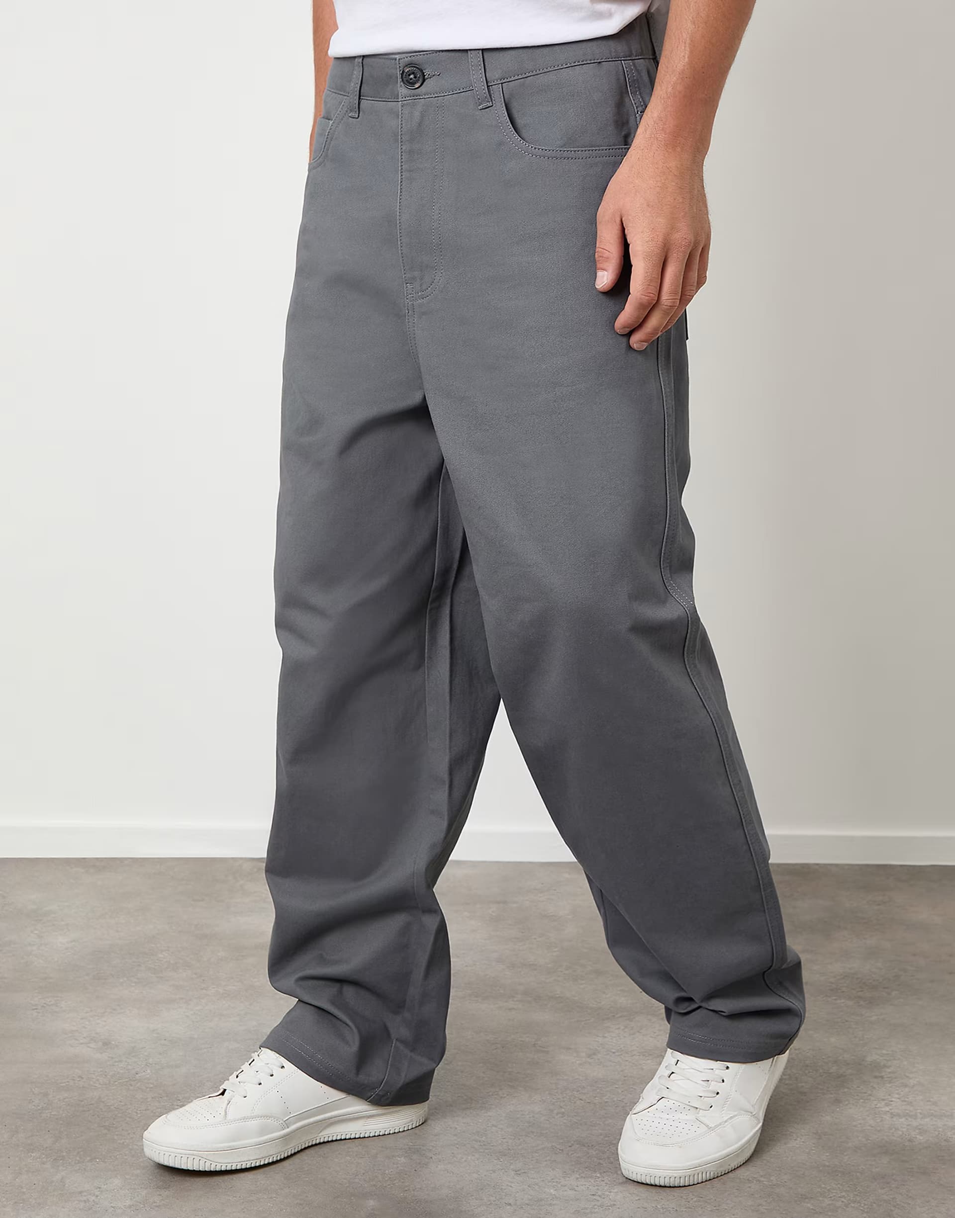 ASOS Threadbare Baggy fit 5 pocket chino trousers in dark grey