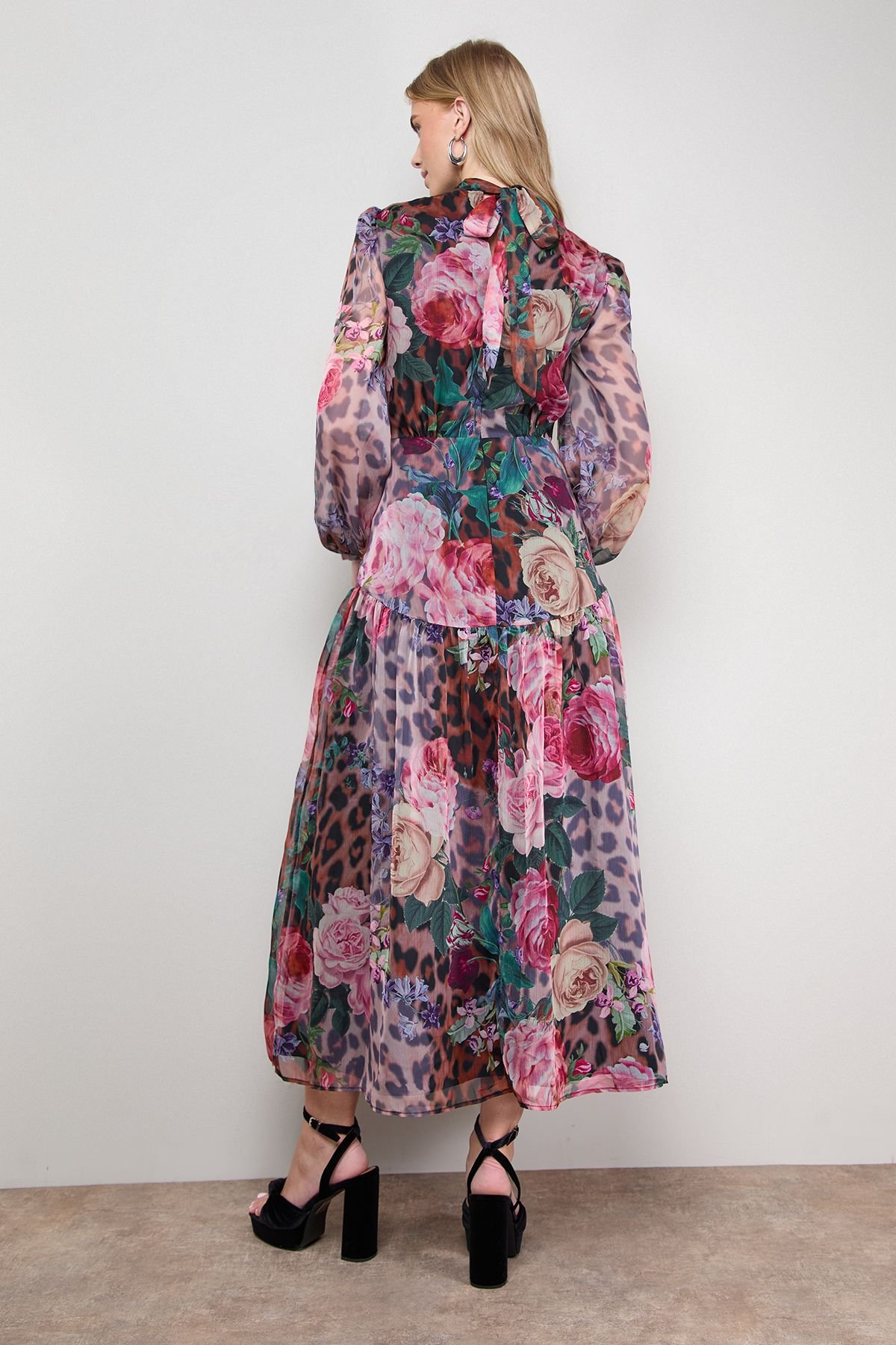 Oasis Oasis Women's Printed Dropped Curved Waist Long Sleeve Maxi Dress - 3