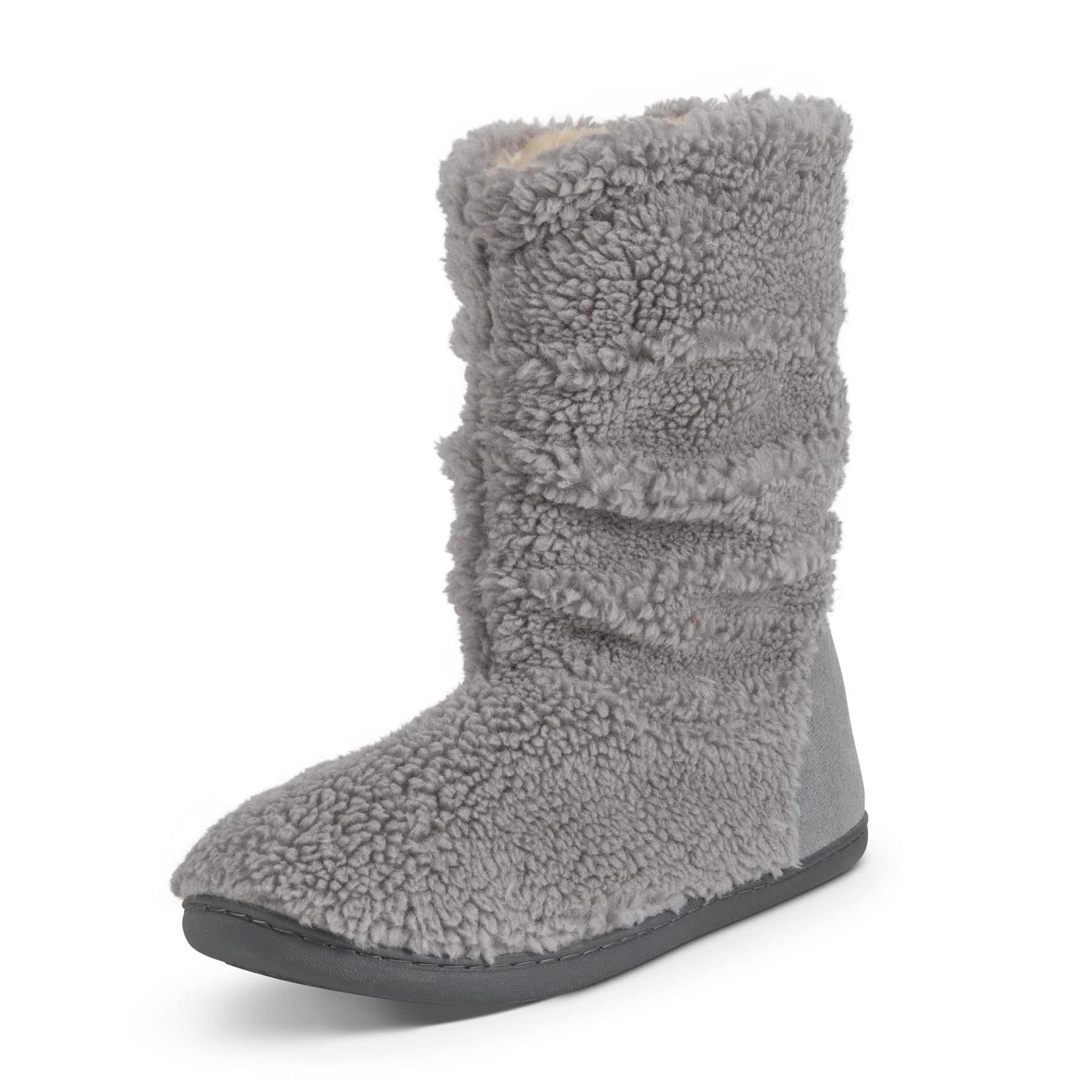 Viva VIVA Men's Polar Slipper Sherpa Boots Memory Foam Slipper Boots in Grey