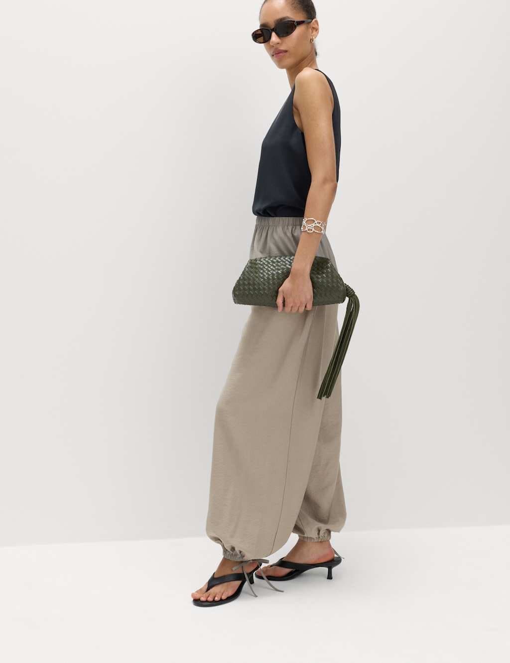 Marks & Spencer M&S Putty Viscose Balloon Trousers