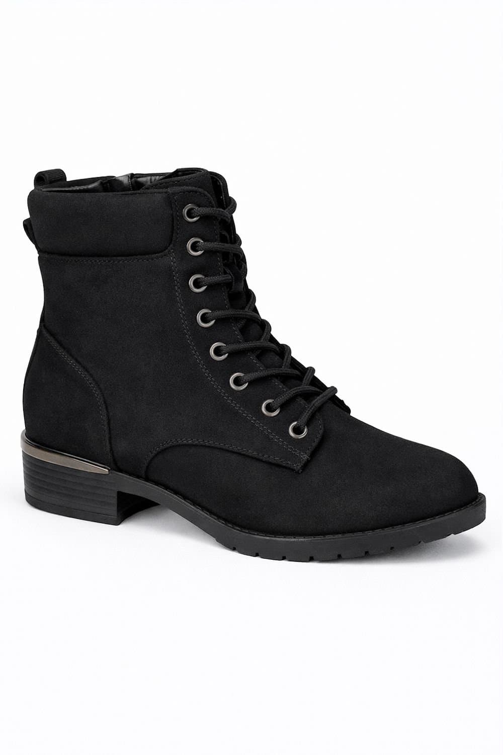 Spot On Spot On Women's Wide Fit Lace-Up Ankle Boot with Cushioned Collar & Low Heel in Black
