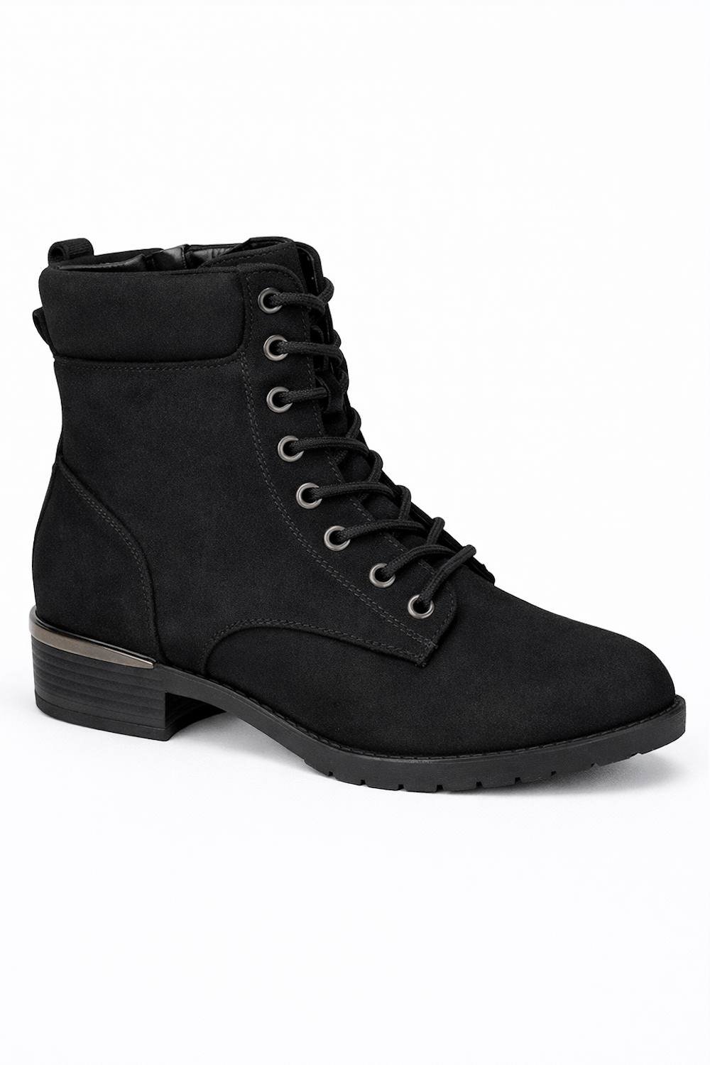 Spot On Spot On Women's Wide Fit Lace-Up Ankle Boot with Cushioned Collar & Low Heel in Black - 4