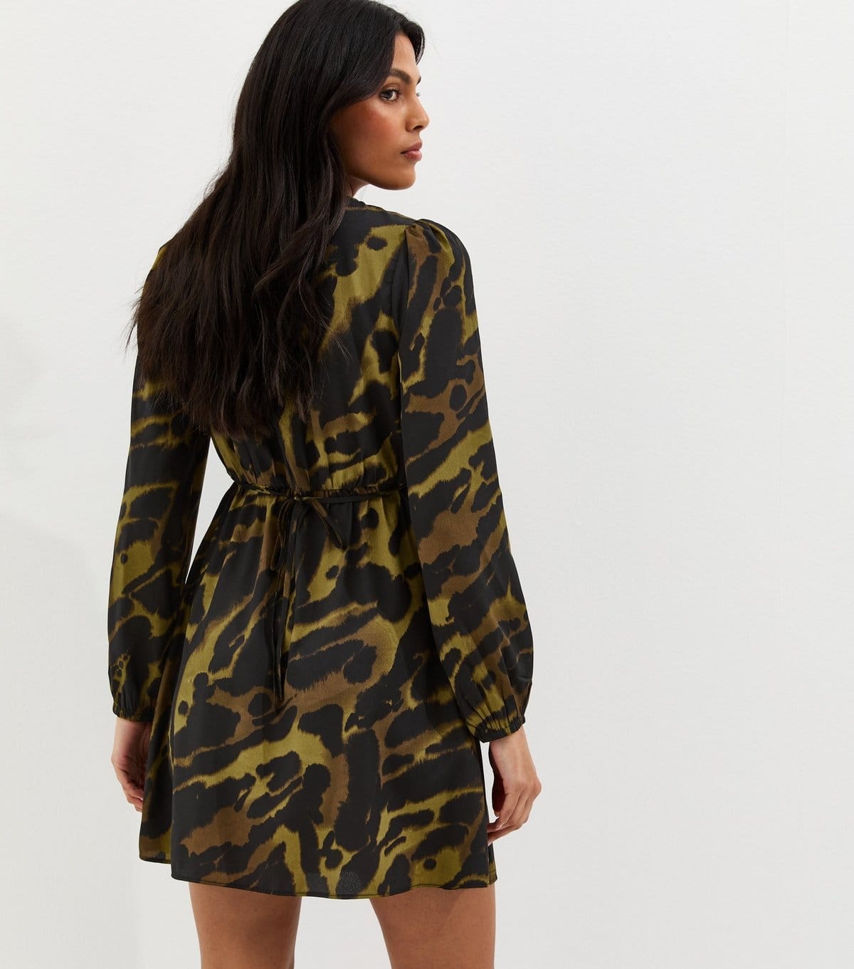 New Look Women's Green Animal Print Frilly Trim Mini Dress New Look - 4