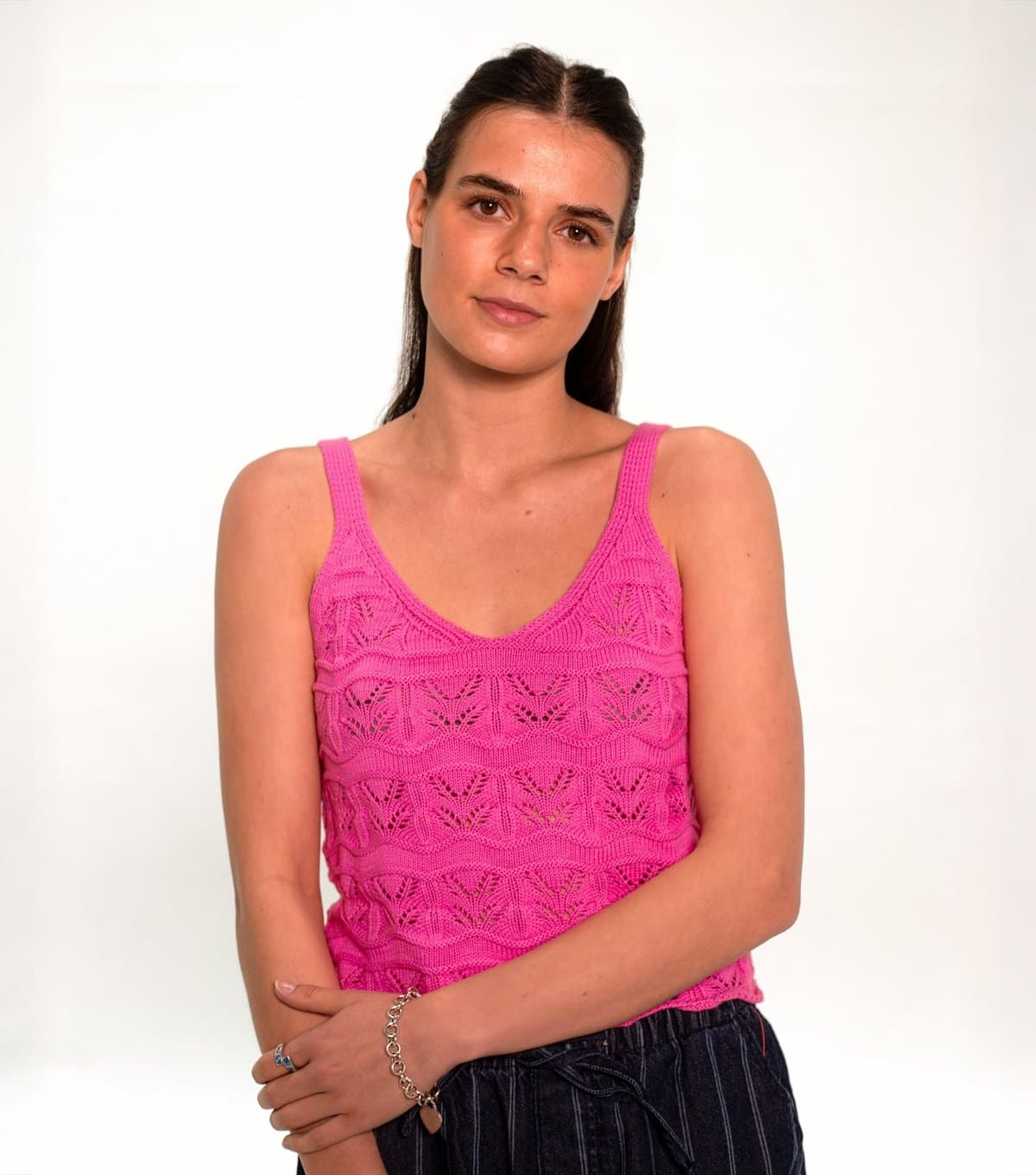 Sunshine Soul Women's Pink Cotton Pointelle Cami Top Sunshine Soul New Look