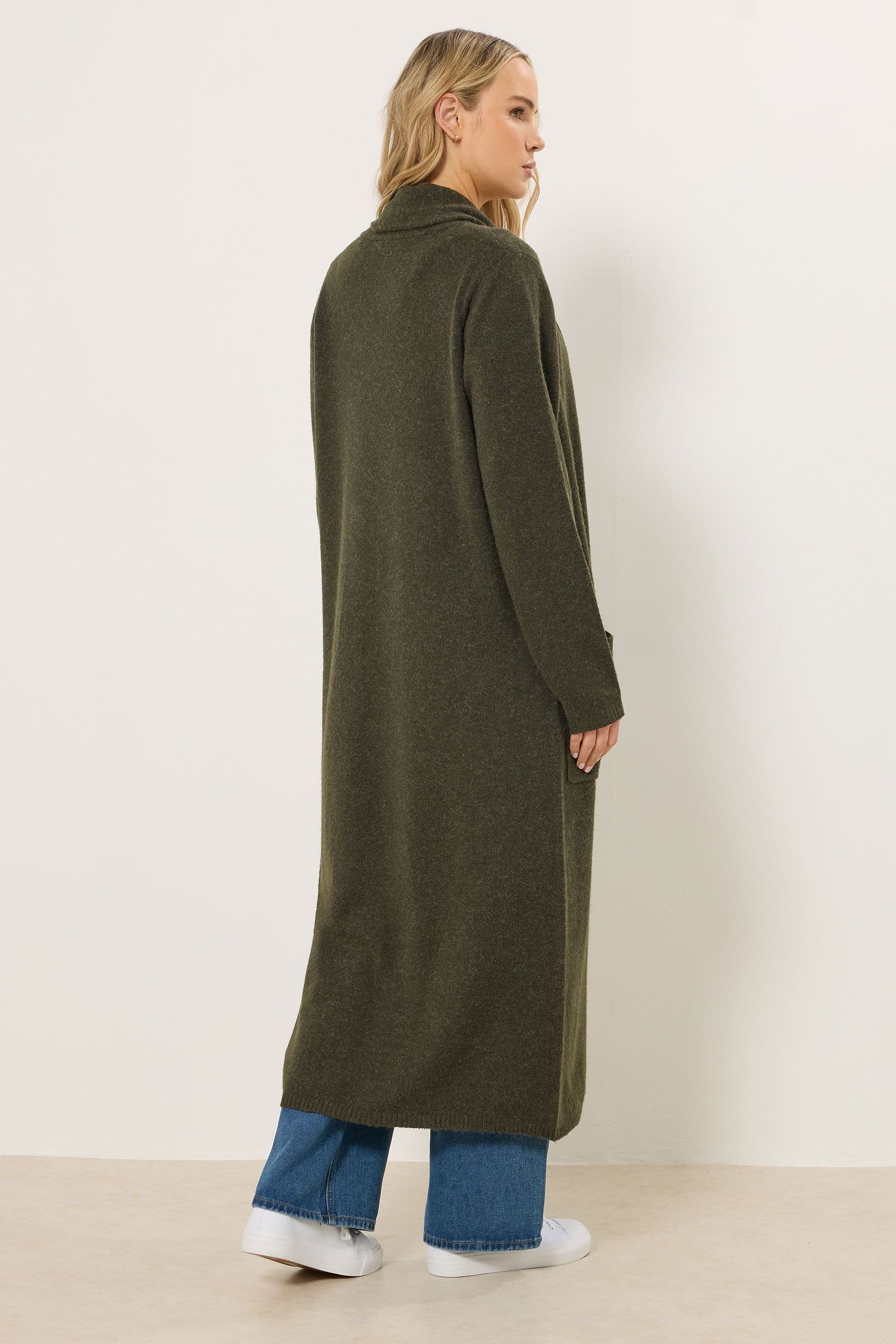 Long Tall Sally Long Tall Sally Women's Tall Knitted Maxi Cardigan in Dark Green - 4
