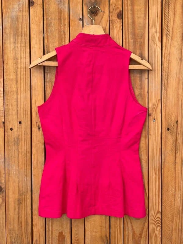 Topshop Vintage Y2K Topshop 90s clubwear zip up top festival fitted fetish fuchsia pink size 12