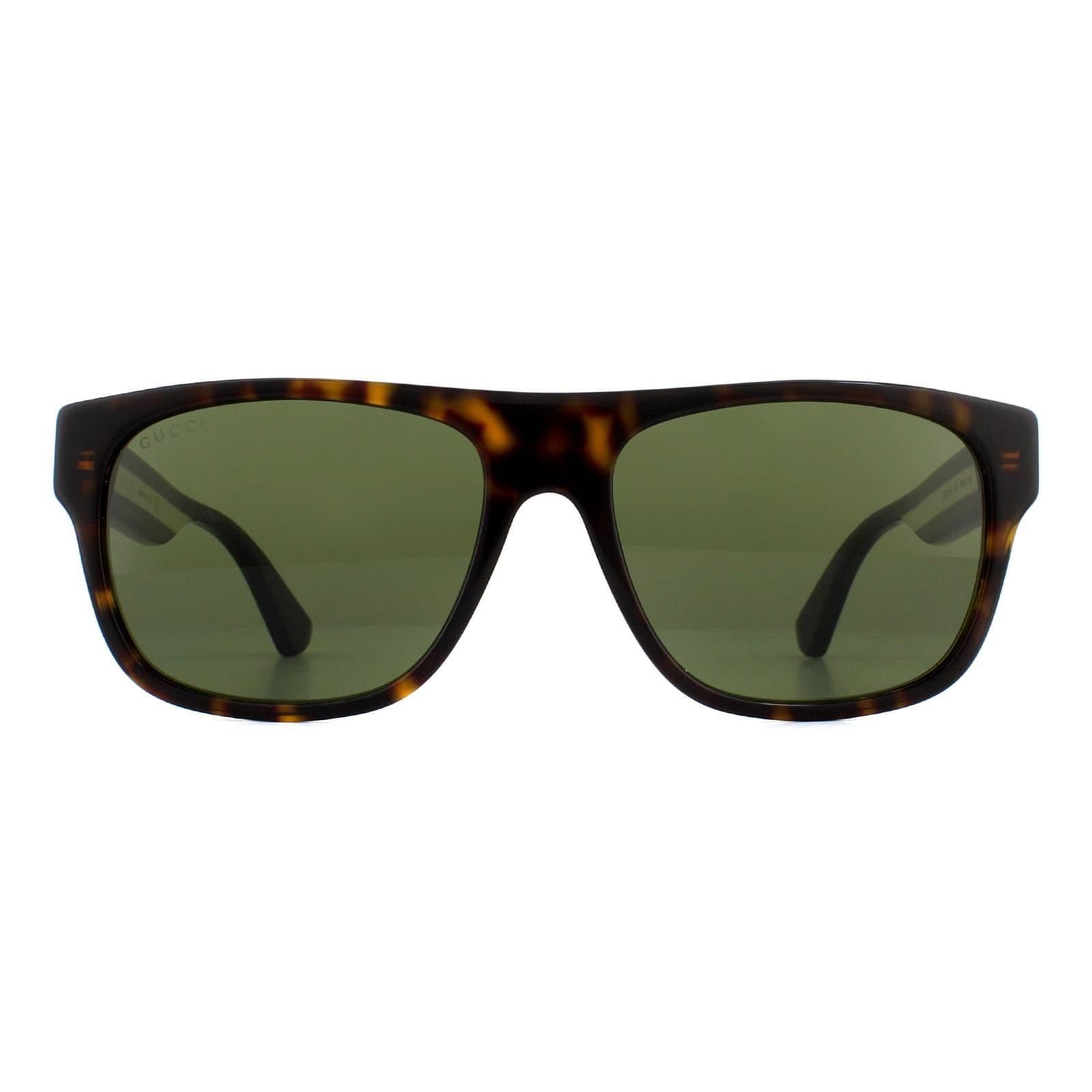 Gucci Gucci Men's Rectangle Havana Green Sunglasses in Brown