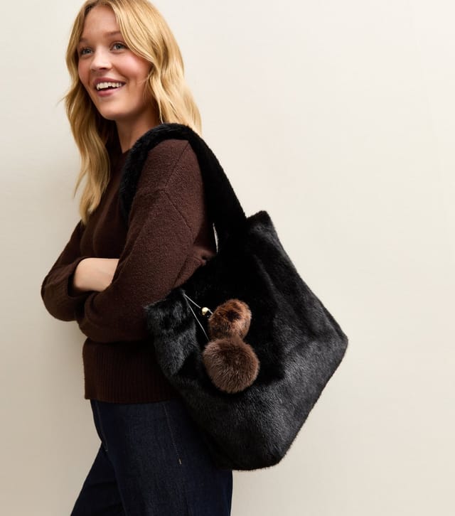 New Look Black Faux Fur Tote New Look - 2