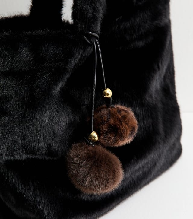 New Look Black Faux Fur Tote New Look - 3